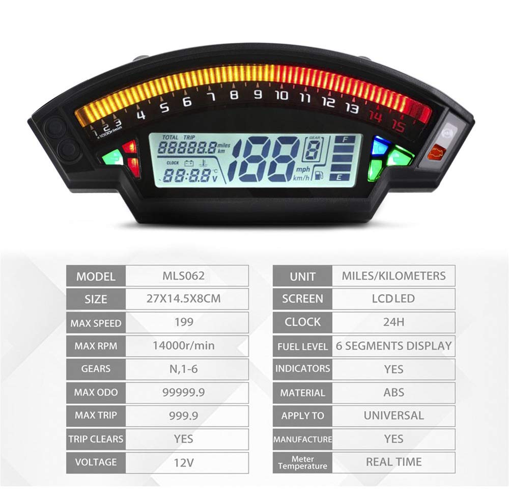 ◇ LCDデジタルメーター◇ Amazon | AL-mart バイク用 LCD メーター タコメーター デジタル
